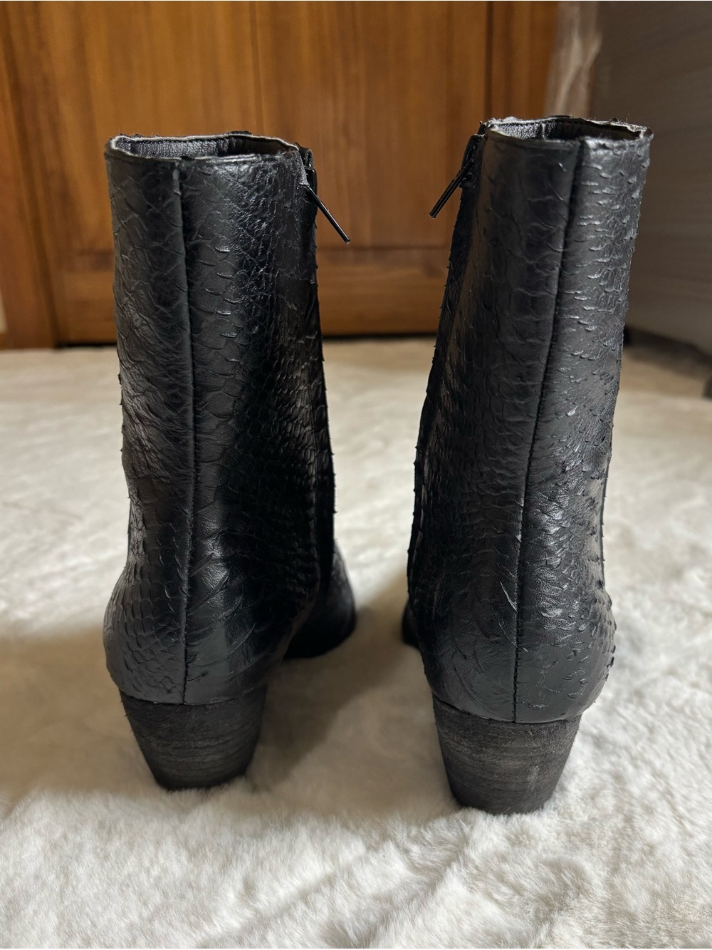 Matisse Caty Black Textured Pointed-Toe Ankle Boots - Picture 9 of 13
